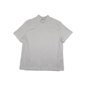 Joanna Vintage White Ribbed Sweater‎ Women's Size XL Made In USA